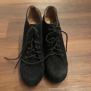 Jeffrey Campbell Suede Lace Up Wedge Bootie